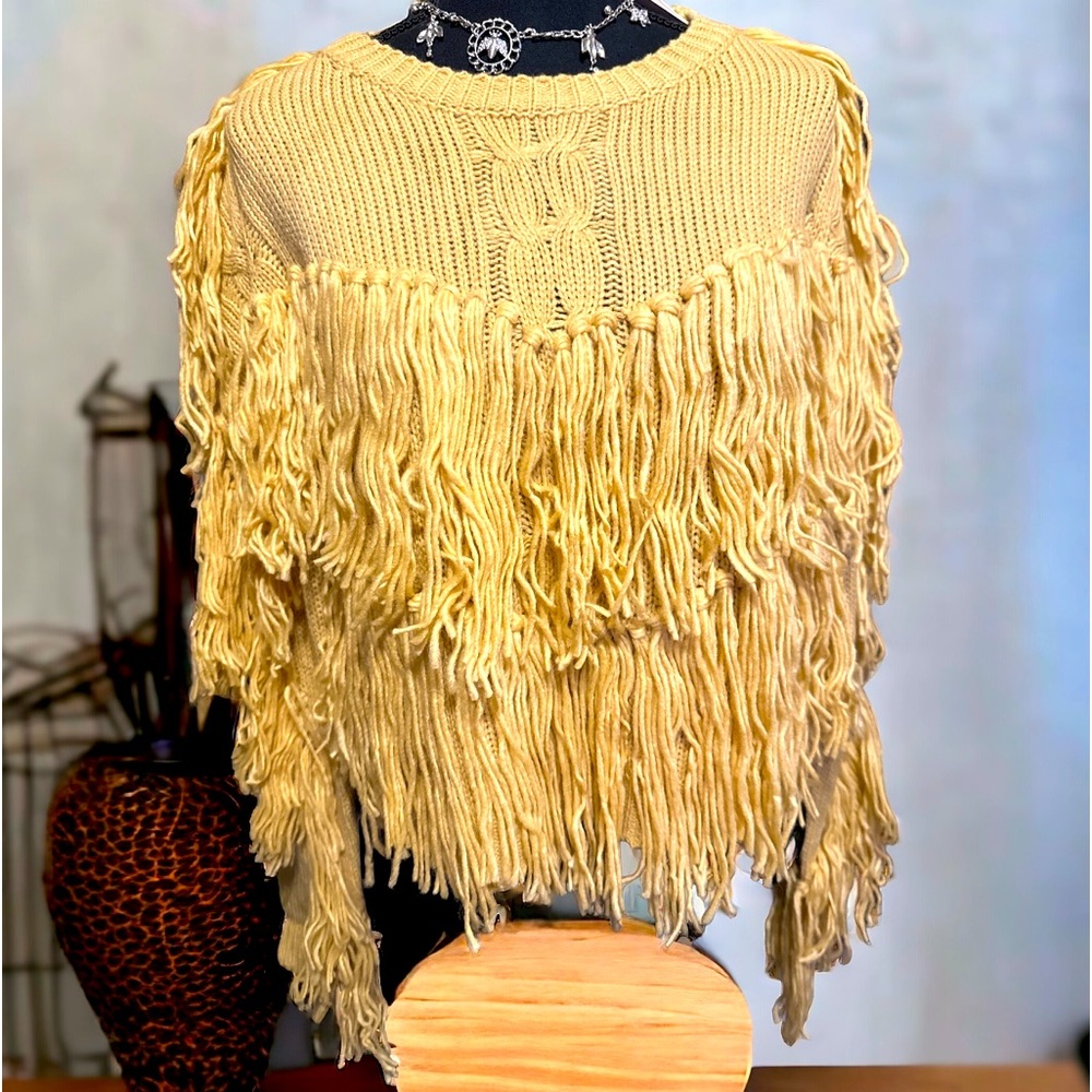 FRINGED CROCHET SWEATER CARDIGAN